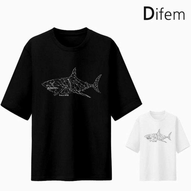 디프엠 5부오버핏반팔 각진죠스 5X 빅사이즈 남녀공용 반팔티셔츠 반팔 티셔츠